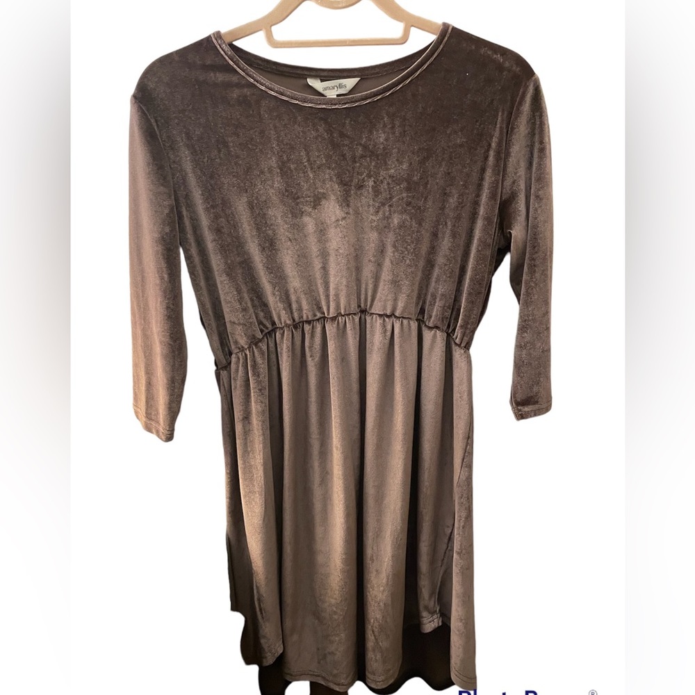 amaryllis Clay Brown velvet‎ Women’s mini  Dress Size Small High- Low